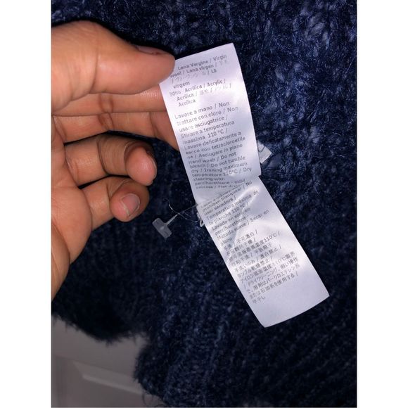 Patrizia Pepe Navy Blue Italian Wool Shrug w/Mitten Pockets One Size, MSRP $228 - Picture 6 of 10